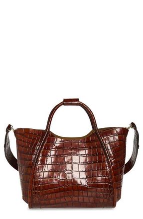 Max Mara Small Marine Croc Embossed Leather Tote in Brown at Nordstrom