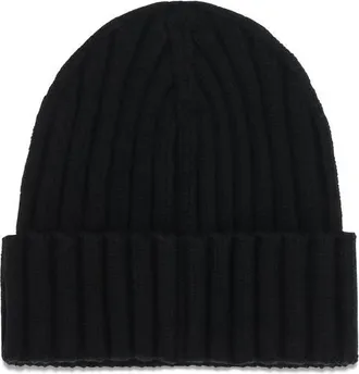 Moncler MOL20933B00036A9327999BB Ribbed Merino Wool Beanie - Black