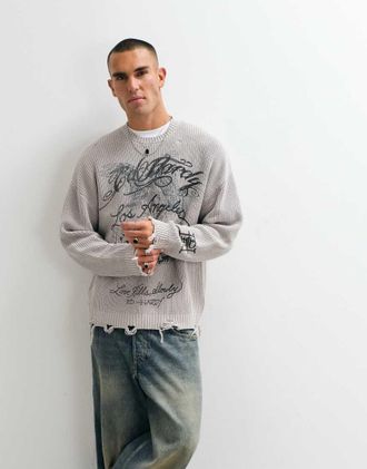 Ed Hardy maglione girocollo grigio