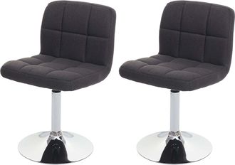 Hhg Nunca Usado] Lote De 2 Sillas De Comedor Kavala, Silla De Cocina Silla, Tela/textil Cromo Giratoria Certificado Mvg, Gris Oscuro