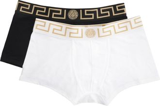 Versace Set Of Two Cotton Boxers With Logoed Elastic Band