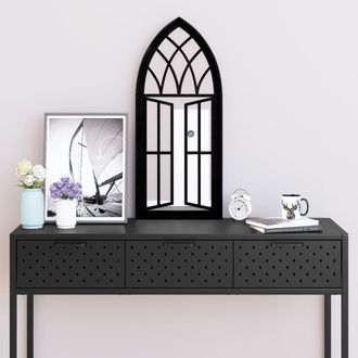vidaXL Espejo De Hierro Negro Para Uso Interior 70x30 Cm Vidaxl