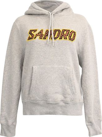 Sandro Sandro Logo Hoodie in Grey Cotton