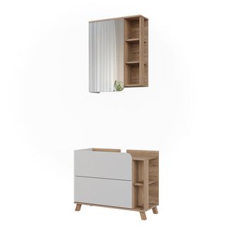 Vicco Conjunto De Muebles De Ba&ntilde;o Karen, Blanco/sonoma, 2 Partes, Vicco