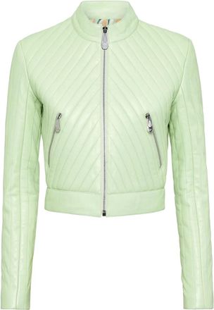 Philipp Plein Giacca biker in pelle - Verde