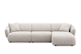 Castlery Auburn Chaise Sectional Sofa Right Facing Customized, (Performance Fleece) Cream, Spill Resistant, Modular for Sofas by Castlery