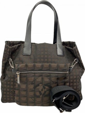 Chanel Black Brown Nylon Tote Bag (Pre-Owned)