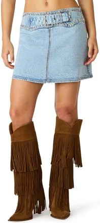 Steve Madden Alondra Denim Miniskirt in Hazey Blue at Nordstrom, Size X-Small