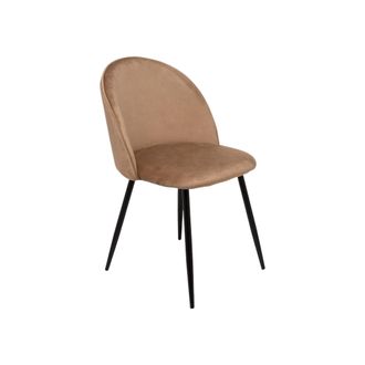 Dmora Silla Stinson, Sill&oacute;n Tapizado En Terciopelo, Silla De Comedor Acolchada, Asiento Para Reuniones, 51x54h82 Cm, Arena, Con Embalaje Reforzado - Dmora