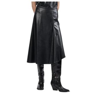 Barbara Bui Gonna midi a vita alta in pelle vegana - - Skirts - Donna - Nero - M