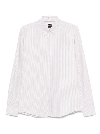 BOSS Gestreept katoenen overhemd - Beige