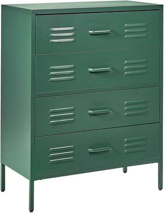 Beliani Beliani - Cómoda de metal verde oscuro 80 x 40 cm 4 cajones almacenaje industrial Enago