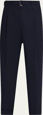 Officine G&eacute;n&eacute;rale Mens Evan Poplin Belted Wide-Leg Pants