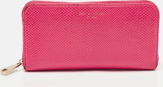 Aspinal of London Pink Karung Leather Zip Around Wallet