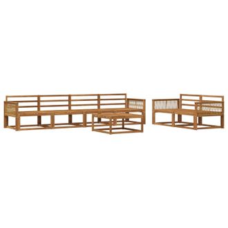 vidaXL Conjunto De Sof&aacute;s De Exterior 7 Pcs Natural Vidaxl