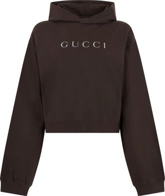 Gucci Sweatshirt van Katoenen Jersey met Print - Dames - Sweatshirts & Hoodies - Bruin - Maat: XS Katoen