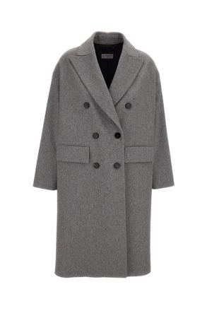 Alberto Biani Grey Double-Breasted Wool Coat