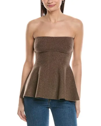 WeWoreWhat Weworewhat Strapless Wool-Blend Peplum Top