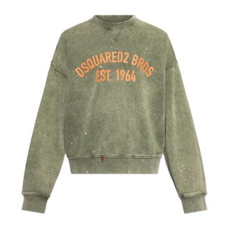 Dsquared2 Sweatshirts, male, Green, Size: XL Sweatshirt with Vintage Effect