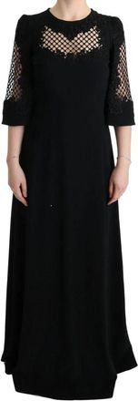 Dolce & Gabbana Stretch Shift Lange Maxi Jurk - Dames - Avondkleed - Zwart - XS - Polyester - Kleedjes
