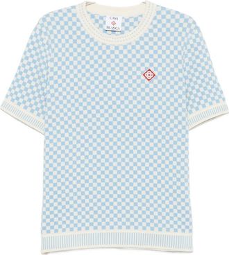 Casablanca Checkerboard-knit Logo-patch T-shirt