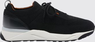 Santoni Low-Top Sneakers in Stretch Tech Fabric and Leather with Rubber Sole