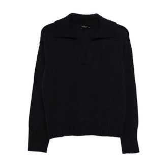 Roberto Collina V-neck Knitwear, female, Blue, Size: S Roberto Collina T-shirts and Polos Blue