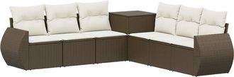 vidaXL Juego De Sof&aacute; 7 Uds. Marr&oacute;n Y Crema Blanca Vidaxl