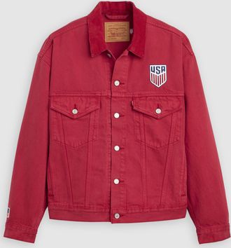 Levi's U. s. Soccer Type III Trucker Jacket - Mens - L - Red