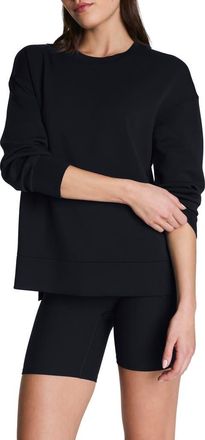 Spanx AirEssentials Crewneck Sweatshirt in Very Black at Nordstrom, Size X-Large