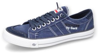 Dockers by Gerli Slip-On Sneaker DOCKERS BY GERLI, Herren, Gr. 48, blau (navy), Textil, washed, Schuhe Slip-On Sneaker, Freizeitschuh, Retro Sneaker, Fake Schn&uuml;rung, i