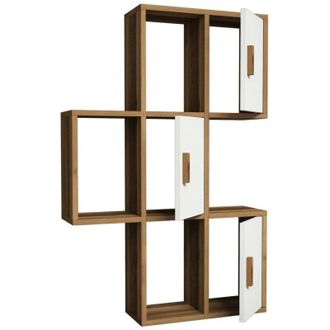 Dmora Dmora - Estanter&iacute;a Dmoschin, Estante, Estante De Pared, Estanter&iacute;as Multiusos, 50x20h113 Cm, Nogal Y Blanco