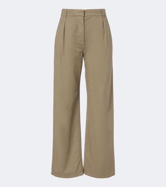 The Row Adler cotton and cashmere wide-leg pants