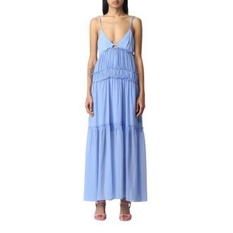 Patrizia Pepe Patrizia Pepe, Maxi Dresses, female, Blue, Size: S Maxi Dress Sleeveless V-Neck