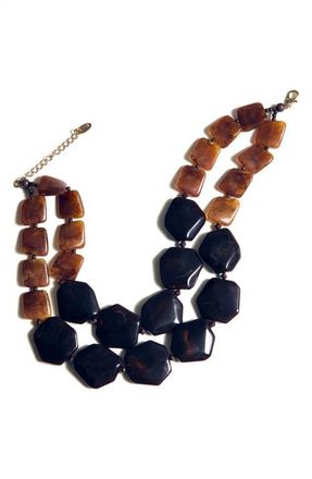 Mango Layered Stone Necklace in Brown at Nordstrom