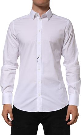 Dolce & Gabbana White Cotton GOLD Long Sleeves Formal Men Mens Shirt