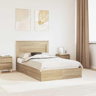 vidaXL vidaXL Letto con Contenitore con testiera Rovere Sonoma 120 x 200 cm