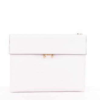 Marni Trunk White Calfskin Clutch Bag