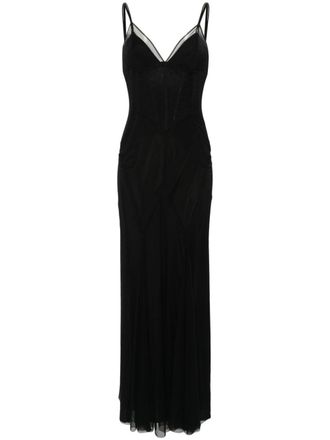 Dolce & Gabbana Maxi-jurk met mesh - Zwart