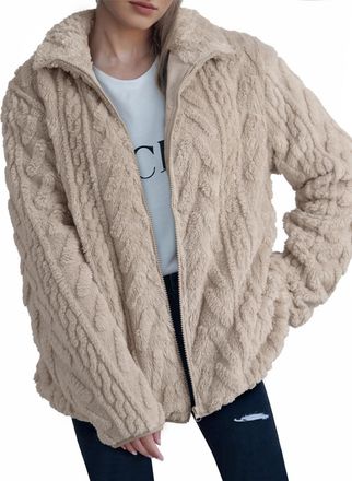 Dokotoo Winter Fleece Jackets for Women Fashion Warm Fuzzy Womens Coats with Pockets Classic Zipper Stand Collar Casual Ladies Outwear Solid Color Womens Jack