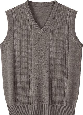 Generic Mens Gilet V-Neck Sleeveless Jumper Vest Mens Sweater Vest Sleeveless Jumper Casual Vest Gentleman Tank Tops Knitwear Knitted Waistcoat Sweater Tank T