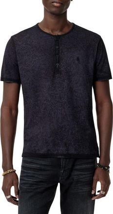 John Varvatos Arelis Short Sleeve Henley in Blue Smoke at Nordstrom, Size Large