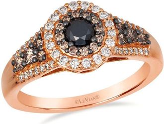 Le Vian Ladies Chocolate Layer Cake Rings set in 14K Strawberry Gold TRKN 37