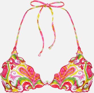 MC2 Saint Barth Woman Triangle Top Swimsuit With Ikat Print