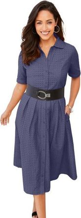 Jessica London Eyelet Shirt Dress in Deep Dusk at Nordstrom, Size 12