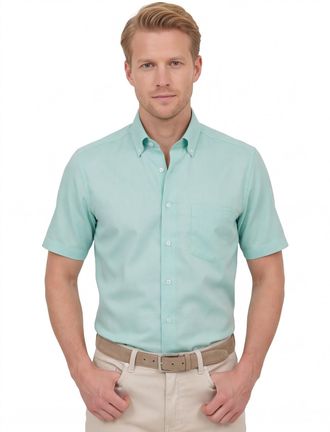 Venti Overhemd Venti lange mouwen casual comfort fit turquoise strijkvrij
