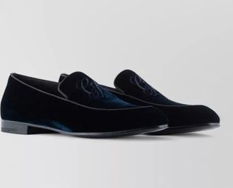 Giorgio Armani velvet loafers embroidered logo detail