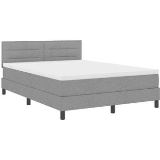 vidaXL Cama Box Spring Con Colch&oacute;n Gris Claro 160 X 200 Cm Tela Vidaxl