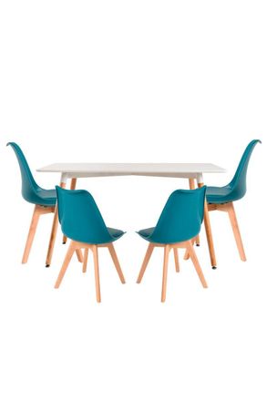 Regalos Miguel Regalos Miguel - Conjuntos De Mesa Y Sillas - Conjunto Mesa Tower Rectangular 120 X 80 Cm Blanca Y Pack 4 Sillas Synk Basic - Verde Azulado