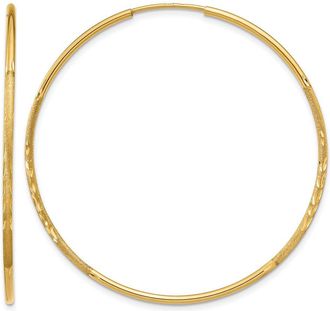 Diamond2Deal 14k Yellow Gold 1.25mm Diamond-cut Round Hoop Earrings 41 mm